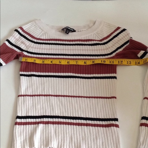 Express Color Block Stripe Brown/Cream/Black Sweat - Picture 12 of 13